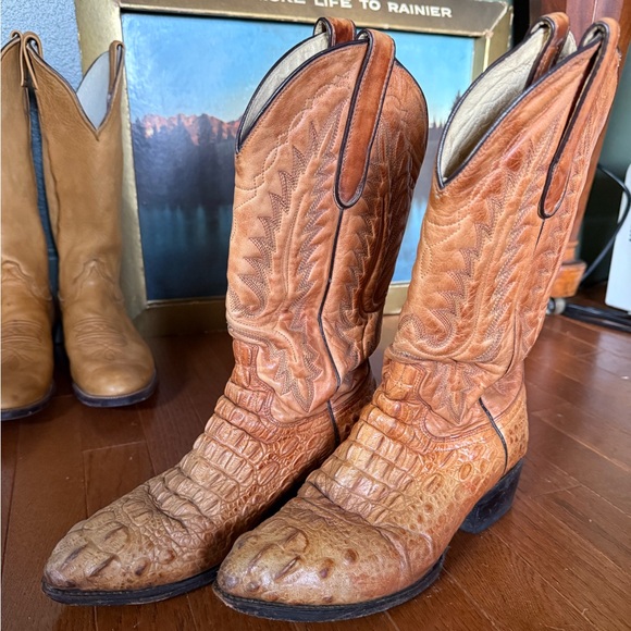 Vintage Dan Post Hornback Caiman Cowboy Boots - Picture 1 of 5